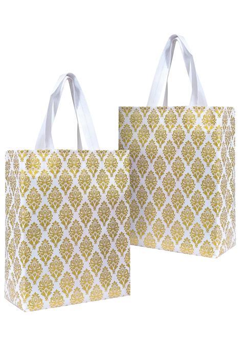 Zuvim Carry Bag for Return Gifts Canvas Fabric Bags for Wedding and Festivals White Gold Printed
