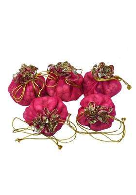 Lushure Pink Medium Potli 20 50 Pack Organza Double Layer Drawstring Potli Bags for Return Gift Pack of 10