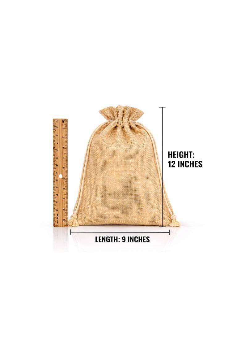 Foxtree 20Pcs Natural Jute Drawstring Gift Bags 30X23 CM - Indya