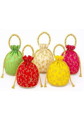 Timatim Womens Embroidered Potli Bag Return Gift Potli for Wedding Haldi Kumkum Pooja