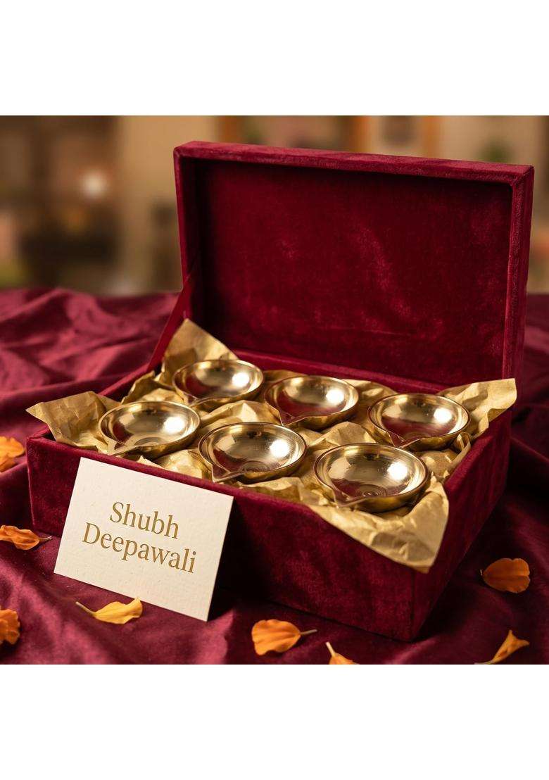 Golden Auriant Pure Brass Diya for Puja Small 4 and Half CM Set of 4 - Indya