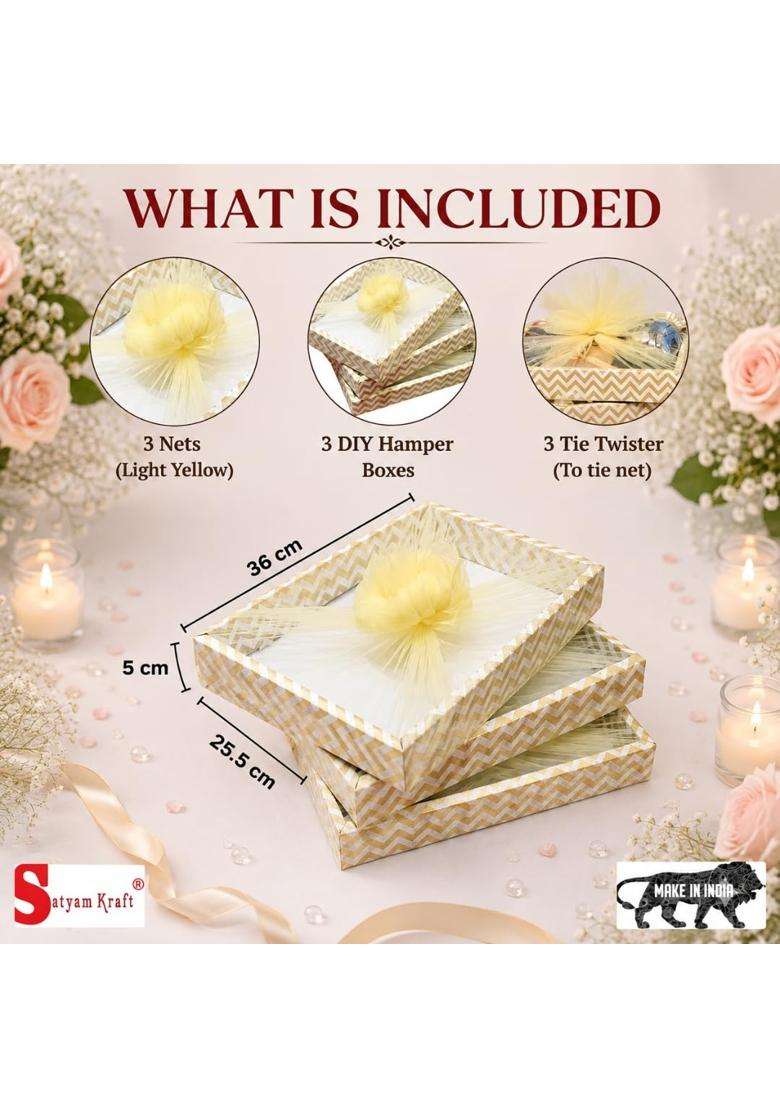 Satyam Kraft Golden 6 Pcs Decorative DIY Multipurpose Folding Gift Box - Indya