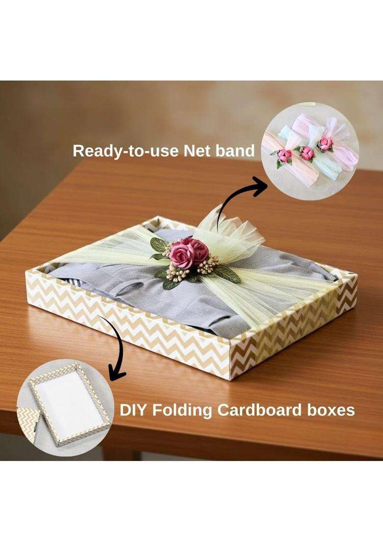 Satyam Kraft 3 Pcs Decorative Hamper Gift Tray with Net Band - Indya