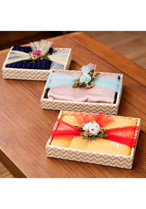 Satyam Kraft 3 Pcs Decorative Hamper Gift Tray with Net Band
