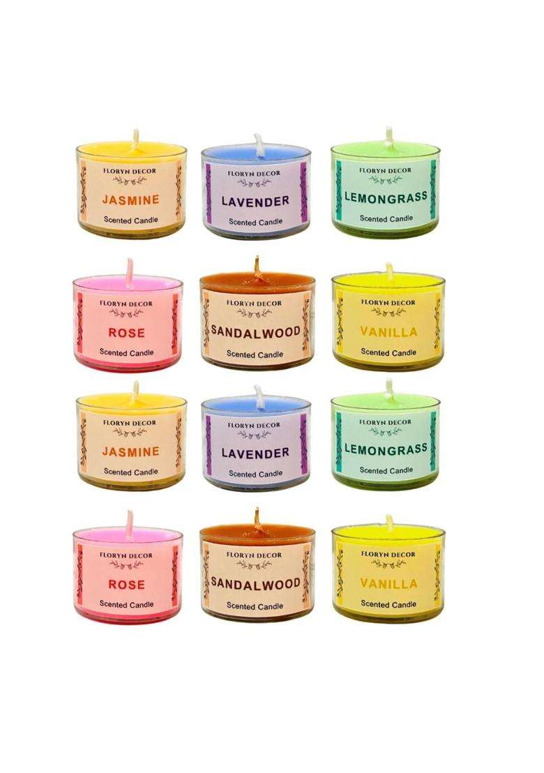 Floryn Decor Small Scented Candles Gift Set for Home Decor Non Breakable and Reusable Jars Fragrances Lavender - Indya