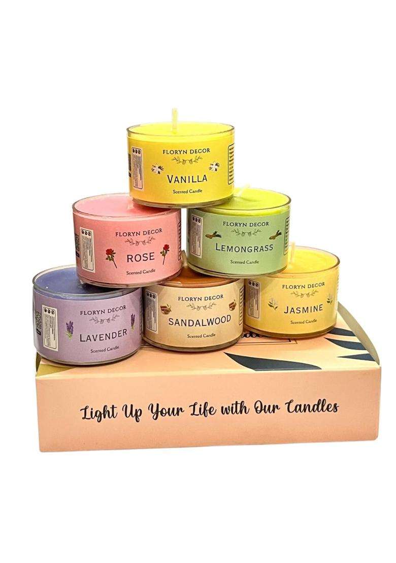 Floryn Decor Small Scented Candles Gift Set for Home Decor Non Breakable and Reusable Jars Fragrances Lavender - Indya
