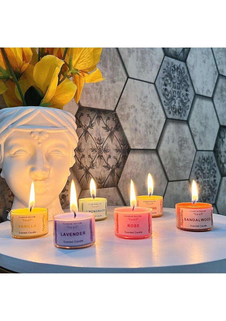 Floryn Decor Small Scented Candles Gift Set for Home Decor Non Breakable and Reusable Jars Fragrances Lavender - Indya