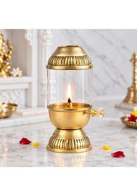 Sehaz Artworks Akhand Diya with Adjustable Bati Brass Diyas for Pooja