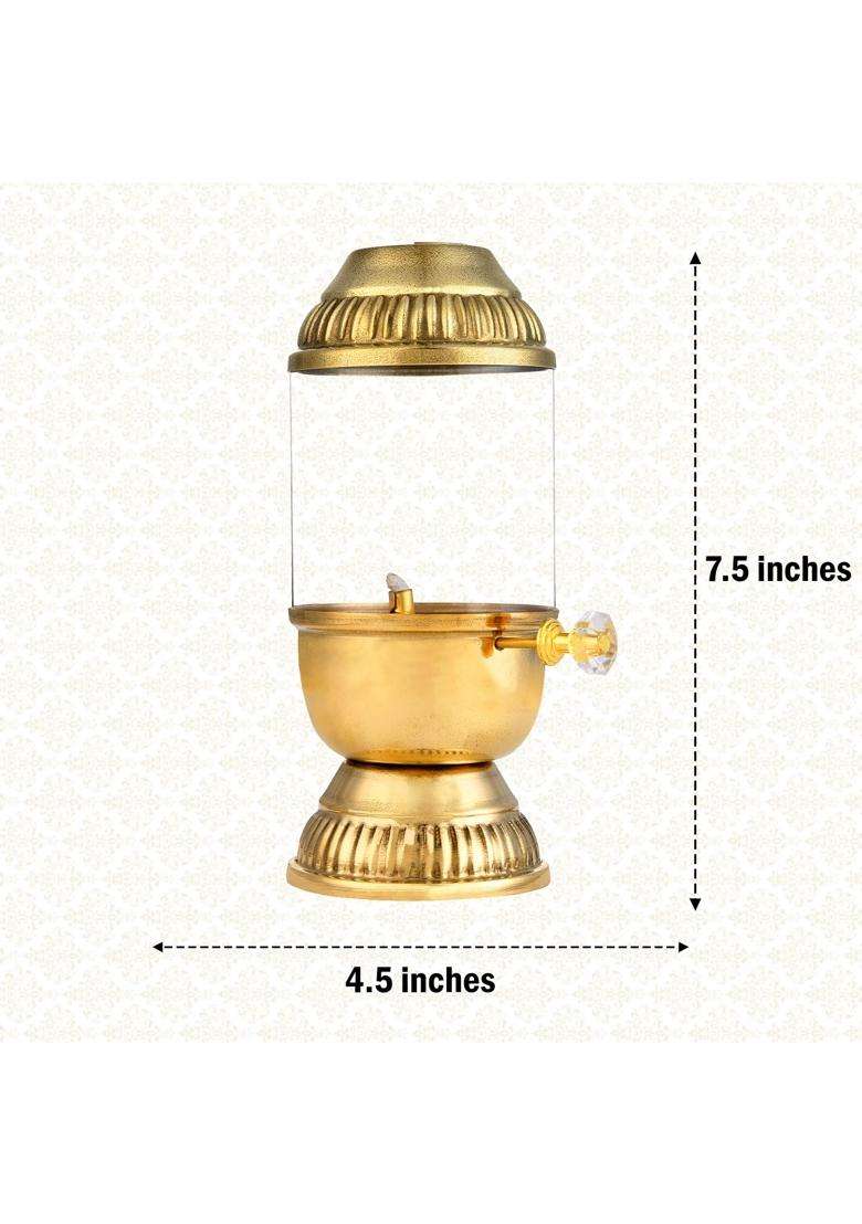 Sehaz Artworks Akhand Diya with Adjustable Bati Brass Diyas for Pooja - Indya