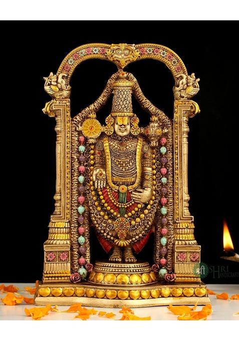 Indicast 8 Tirupati Balaji Fine Metal Finish Idol Decorative Showpiece Handcrafted Tirupati Balaji Pack of 1