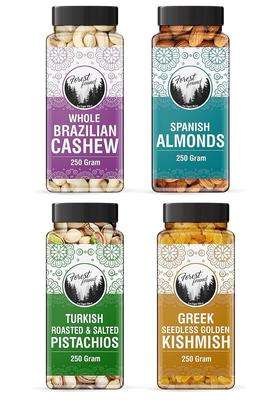 Forest Found Dry Fruits Combo Pack 1KG 250G X 4 California Almonds Whole Cashews