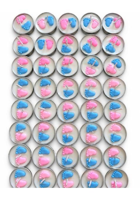 Saanjhaura Gift Return Favors for Baby Shower Vanilla Scented Tealight Candles of Baby Feet Design Pack of 50