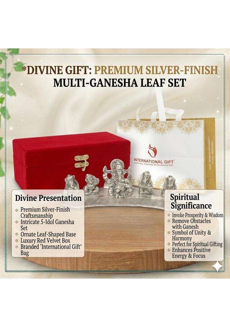 International Gift Silver Plated Musical Ganesh God with Beautiful Happy Box and Carry Bag with 1 Year - Indya