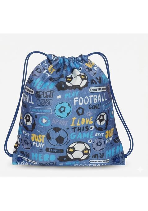 Demoda Blue 10 Pack Football Theme Return Gift Party Supplies Favors Drawstring Bags for Kids Birthday As Loot