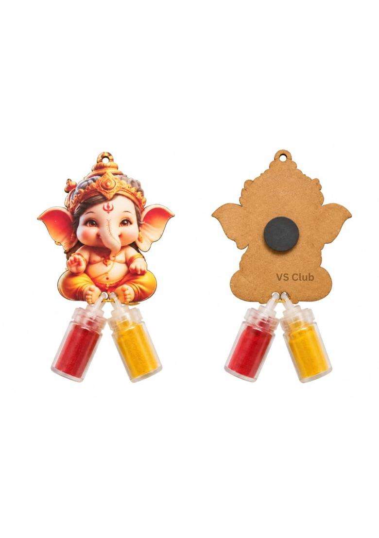 VS Club 50 Bal Ganesha Haldi Kumkum Magnet Return Gift for Ganesh Chaturthi Pooja Favors Ganpati Ganesh - Indya