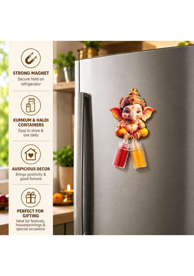 VS Club 50 Bal Ganesha Haldi Kumkum Magnet Return Gift for Ganesh Chaturthi Pooja Favors Ganpati Ganesh - Indya