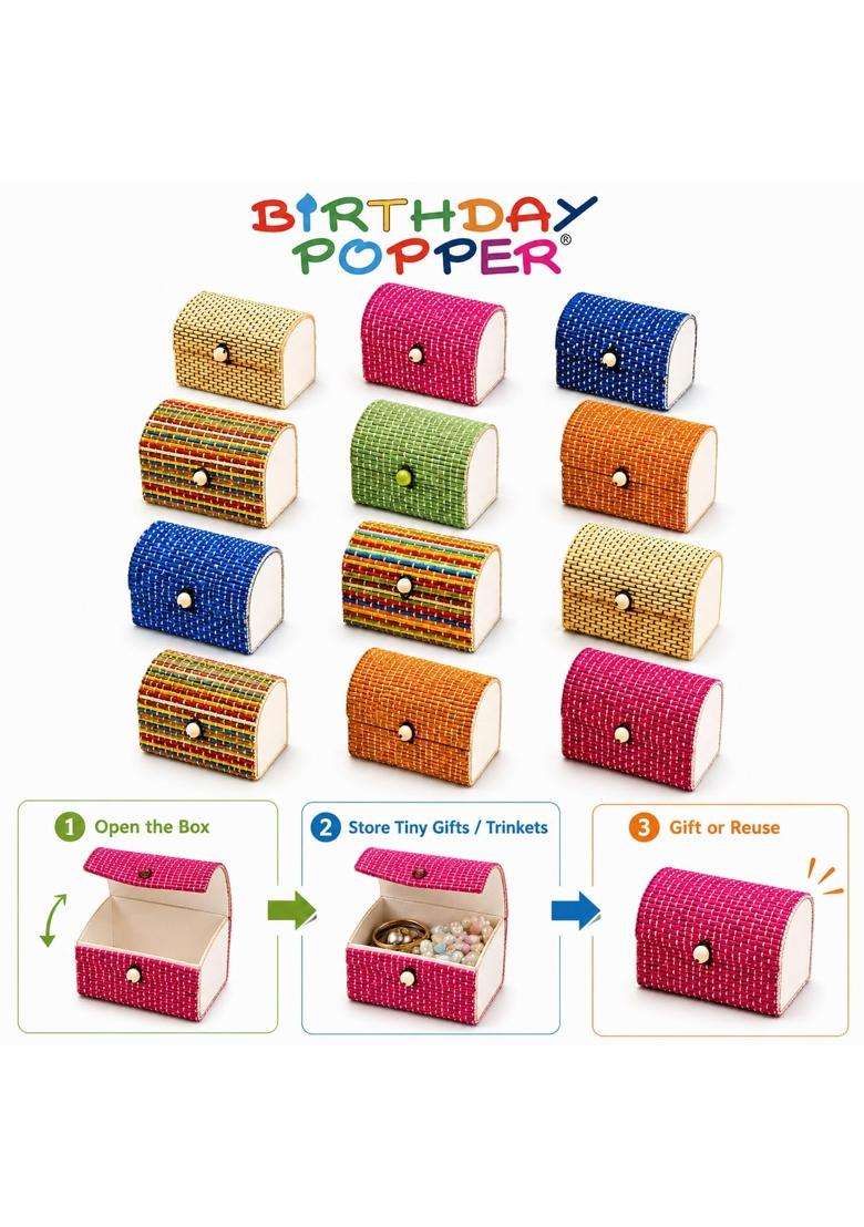 Birthday Popper Multicolor 12 Pcs Bamboo Gifting Box As Tamboola Return Gift for Indian Festival - Indya