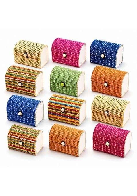 Birthday Popper Multicolor 12 Pcs Bamboo Gifting Box As Tamboola Return Gift for Indian Festival