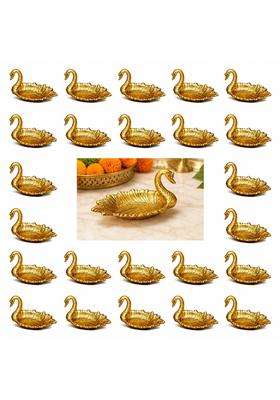 Craftvatika Golden Return Gift Swan Tray Return Gift for Wedding Guest House Warming Ceremony Pack of 25