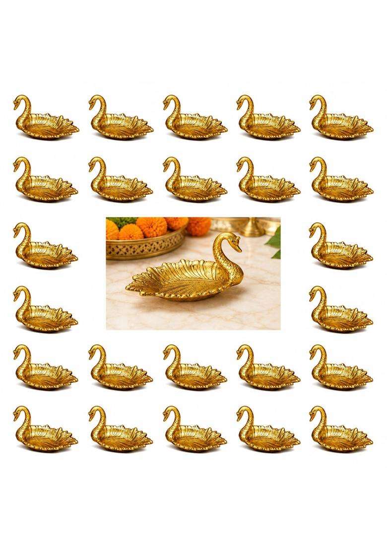Craftvatika Golden Return Gift Swan Tray Return Gift for Wedding Guest House Warming Ceremony Pack of 25 - Indya