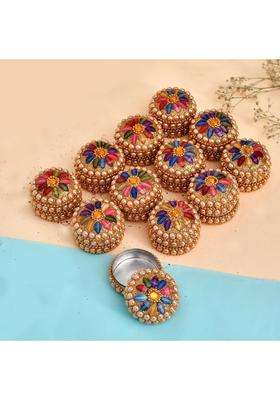 Craftam Golden Aluminum Sindoor Daani Kumkum Box Wedding Return Gifts Set of 24