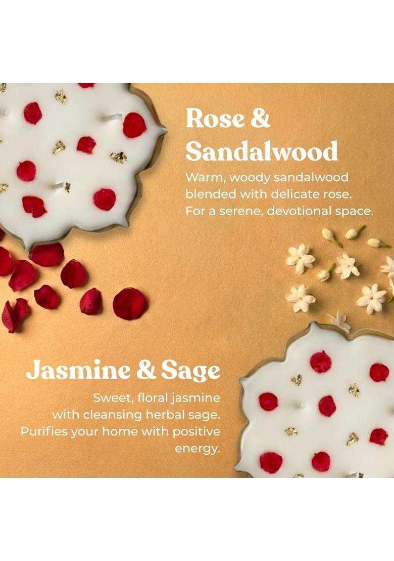 Mellow Moments Lotus Urli Scented Candles Soy Wax Candles Jasmine and Rose Aroma Candle Set of 2 - Indya