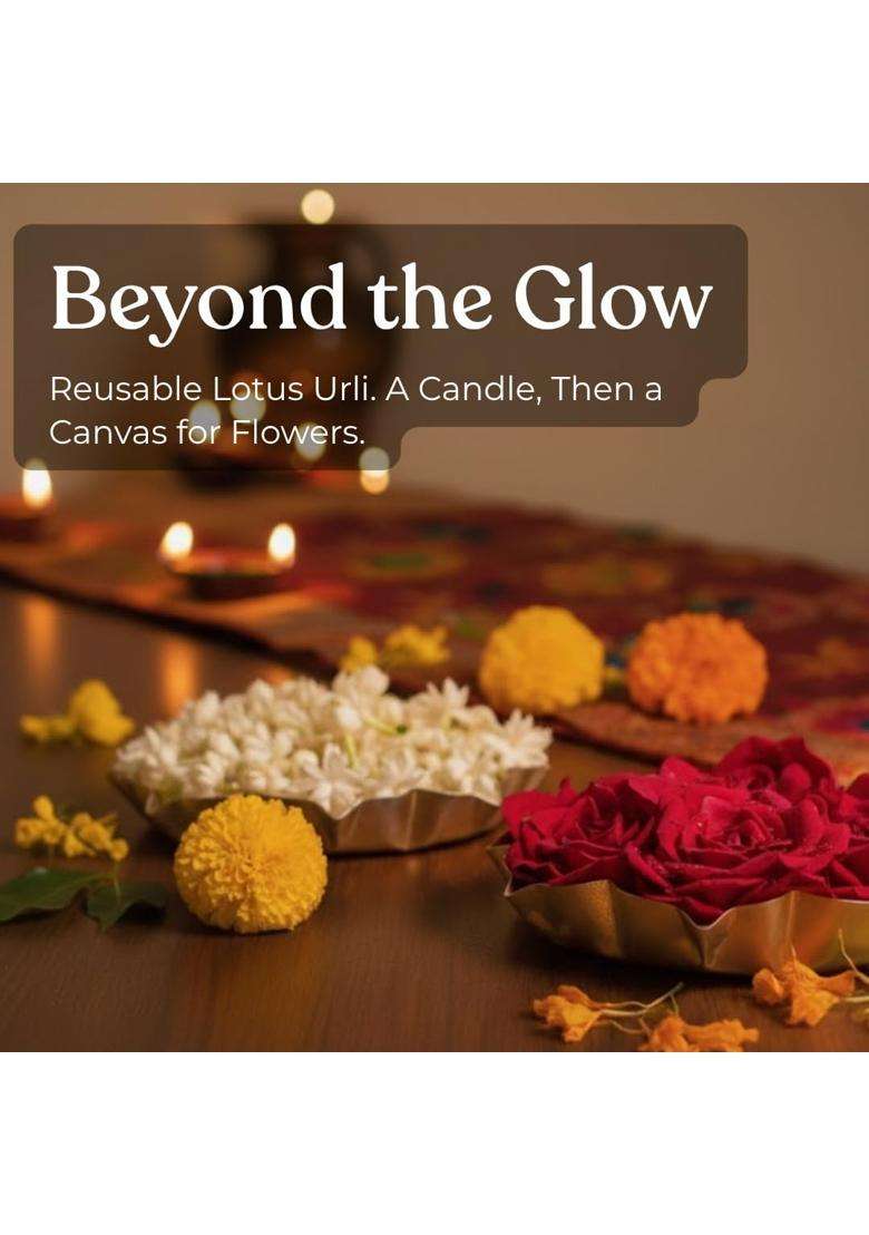 Mellow Moments Lotus Urli Scented Candles Soy Wax Candles Jasmine and Rose Aroma Candle Set of 2 - Indya