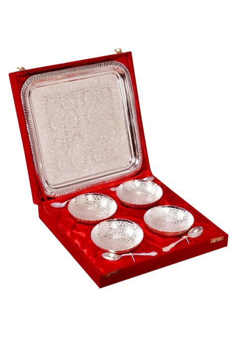 Handicraft Hub India HHI Silver Solid Bowl with Box Silver Set of 9