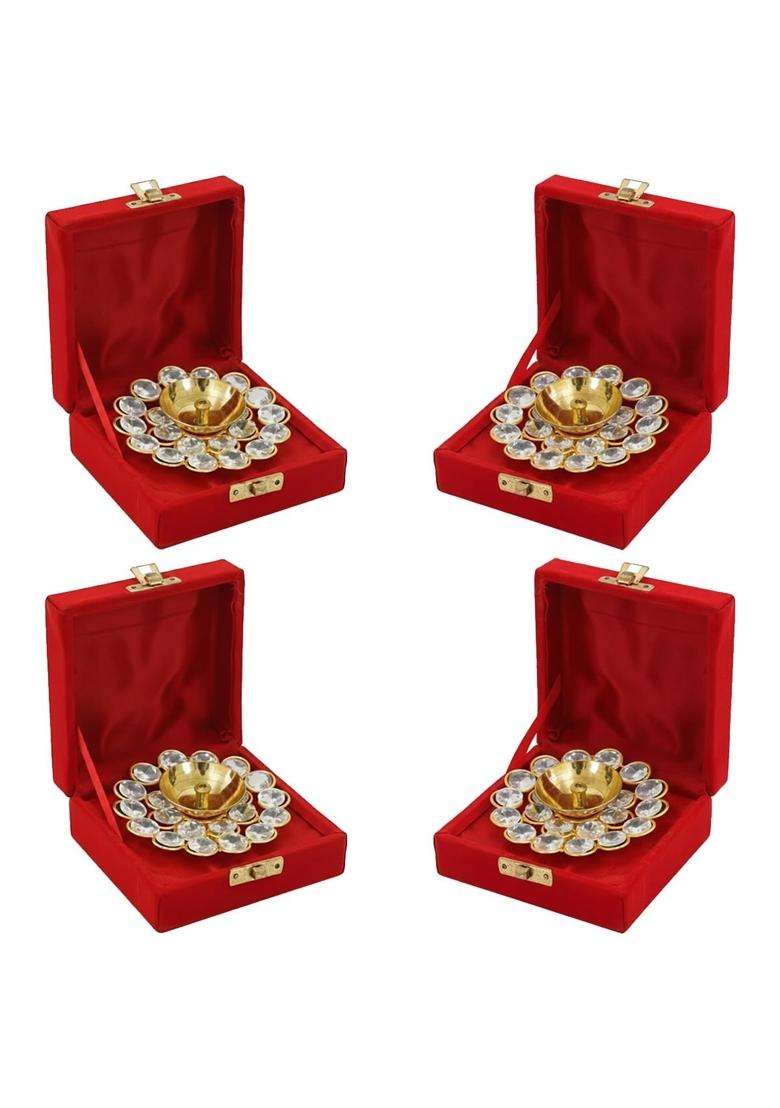 Saugat Traders Crystal Diya for Return Gift Diwali Wedding Housewarming Puja Function Baby Shower Ceremony - Indya