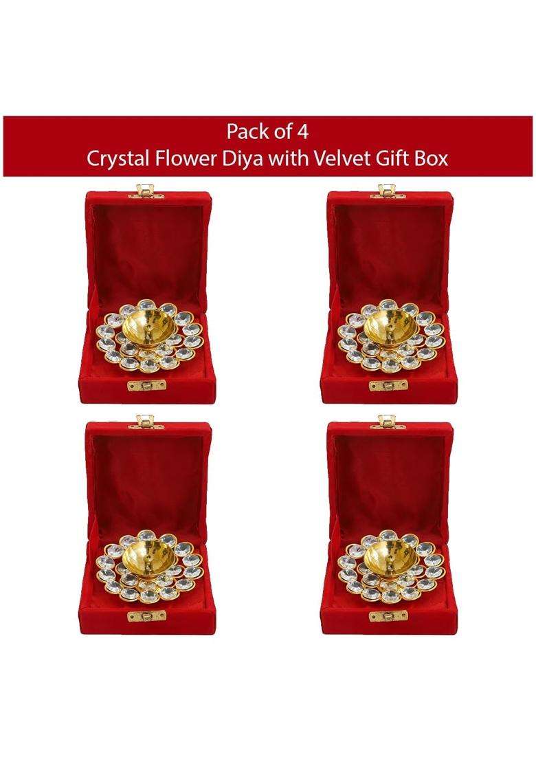 Saugat Traders Crystal Diya for Return Gift Diwali Wedding Housewarming Puja Function Baby Shower Ceremony - Indya