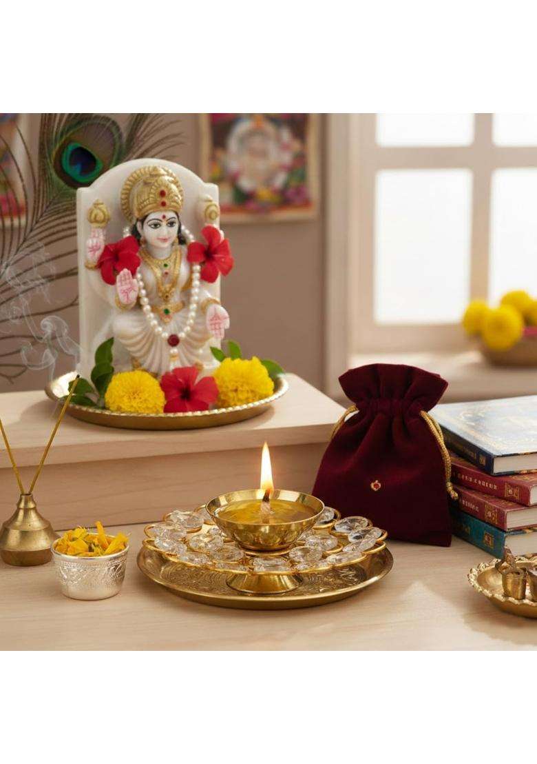Saugat Traders Crystal Diya for Return Gift Diwali Wedding Housewarming Puja Function Baby Shower Ceremony - Indya