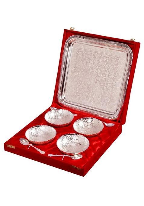 SWAY Home Decor Silver Plated Bowl Set with Awesome Gifts Box 9 Pieces Set 500 ML