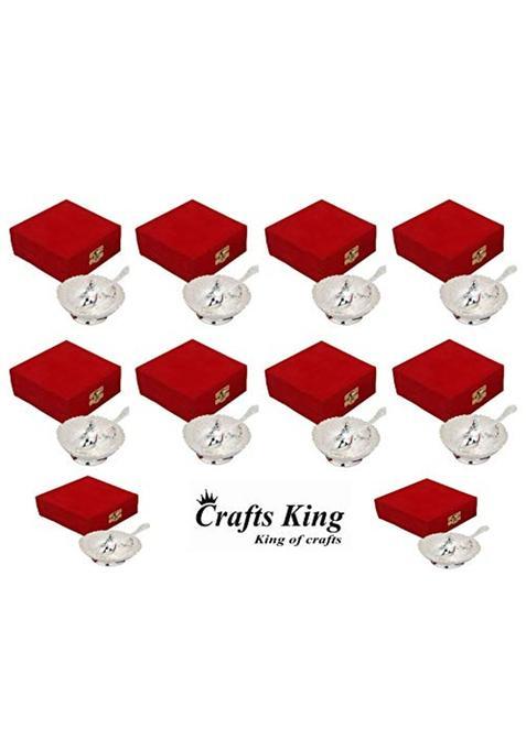 Crafts King Silver Plated Single Bowl Set with Awesome Gifts Box 2 Pieces Set of 10
