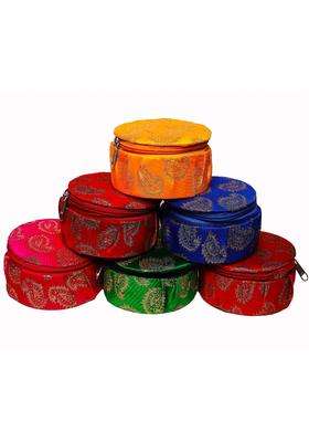 Betterminds Silk Return Gifts for Women Storage Box Organizer Mixed Colors Cosmetic Case Multicolour Pack of 6
