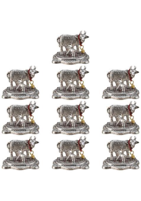 Saugat Traders Bulk Return Gifts for Pooja Kamdhenu Cow and Calf Statue for Puja Function Pack of 10