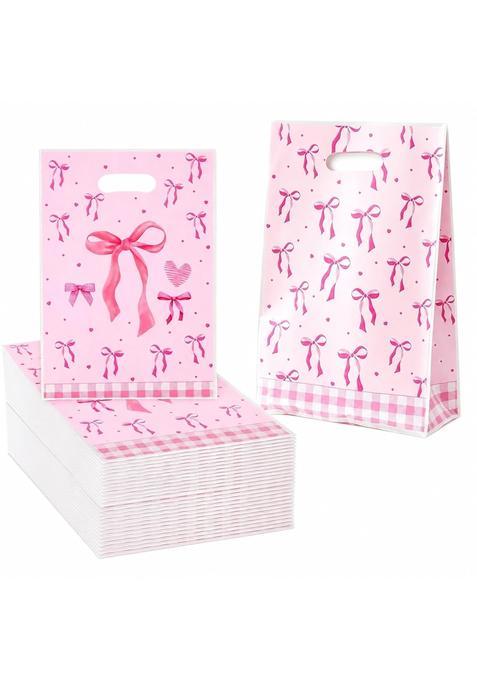 Beelaiof 100 Pcs Gift Bags with Handle Pink Bow Thank You Bags for Return Gift