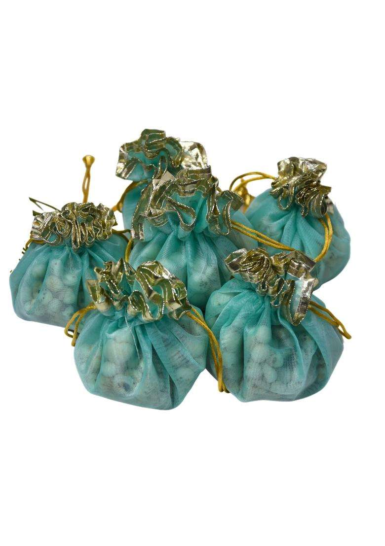 Lushure Medium Potli 20 50 Pack Organza Double Layer Drawstring Potli Bags for Return Gift Pack of 10 - Indya