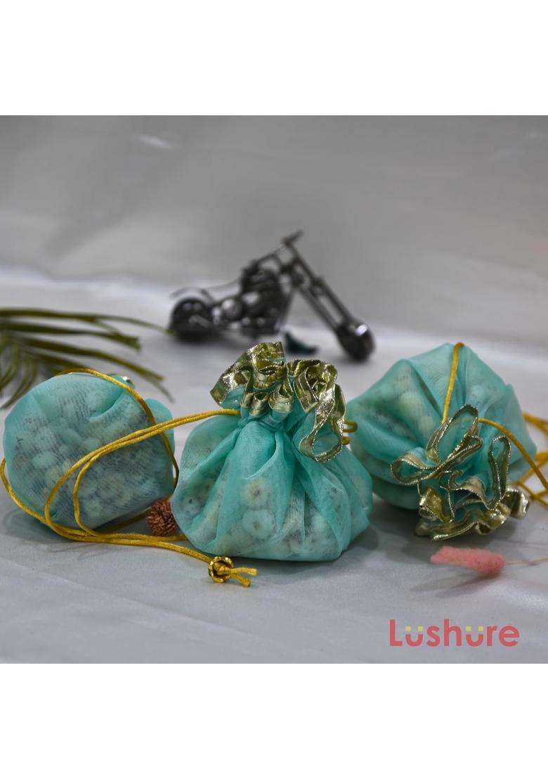 Lushure Medium Potli 20 50 Pack Organza Double Layer Drawstring Potli Bags for Return Gift Pack of 10 - Indya