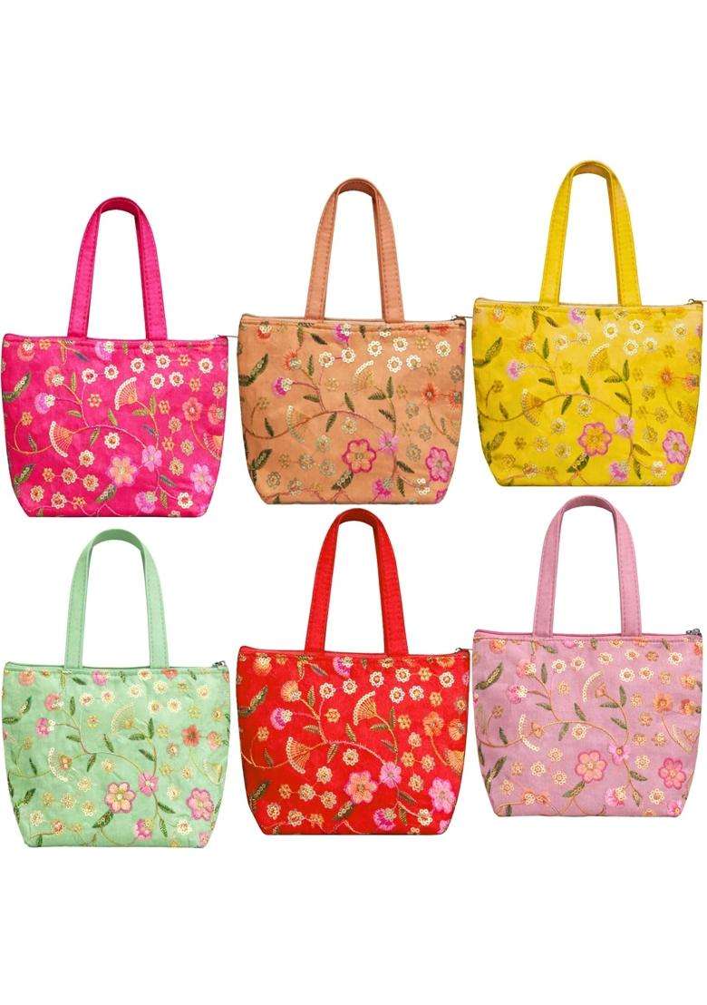 Virral Floral Traditional Design Potli Bag Return Gifts for Women Bulk Wedding Favors Potli Purse for Return - Indya