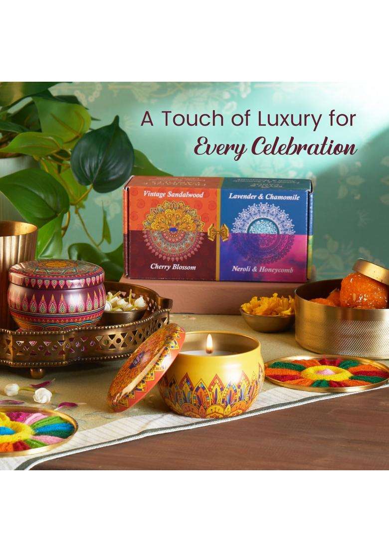 Bryan and Candy Multicolour Scented Candles Gift Set for Women and Men Cherry Blossom Vintage Sandalwood - Indya
