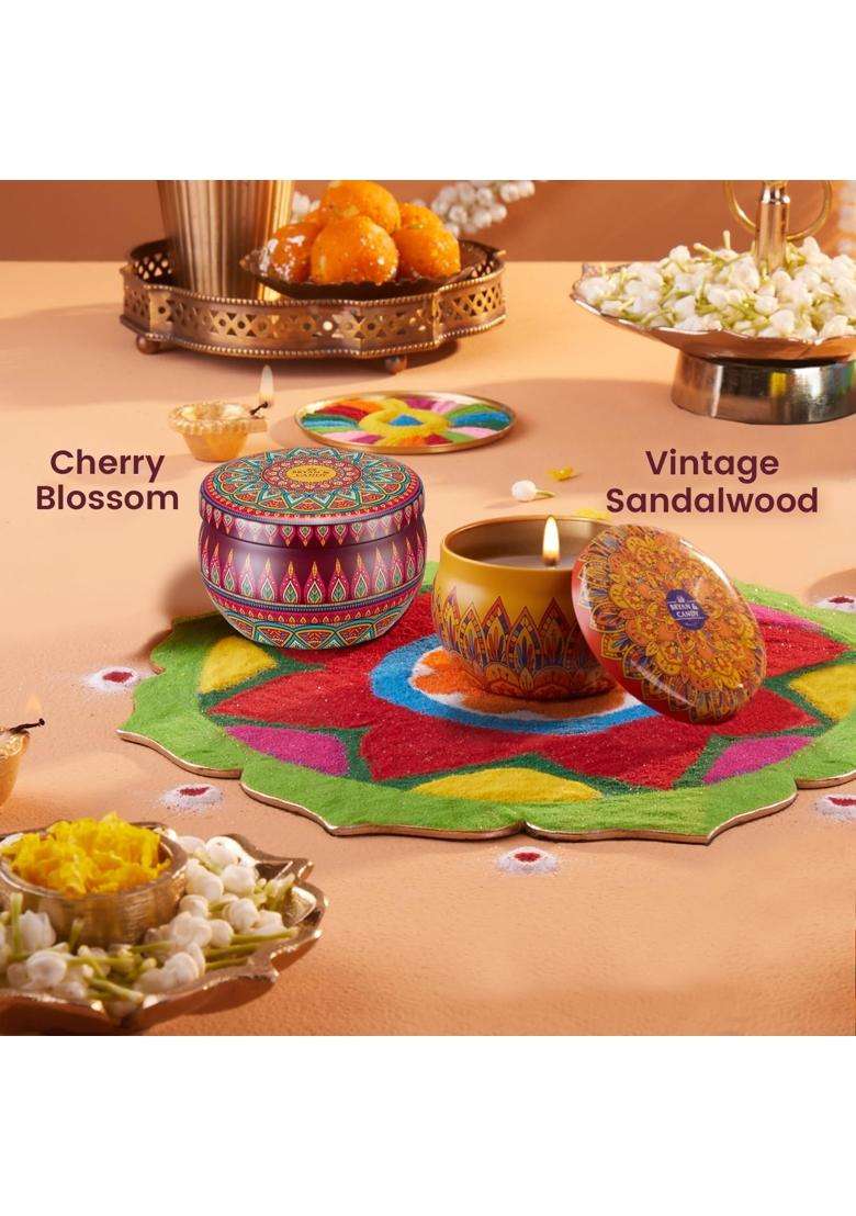 Bryan and Candy Multicolour Scented Candles Gift Set for Women and Men Cherry Blossom Vintage Sandalwood - Indya