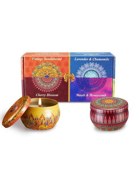 Bryan and Candy Multicolour Scented Candles Gift Set for Women and Men Cherry Blossom Vintage Sandalwood