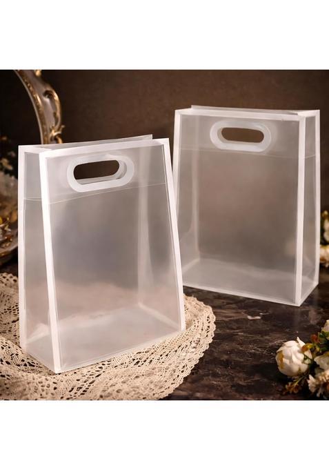 Satyam Kraft White 12 Pcs Translucent Multipurpose Reusable Gift Bags