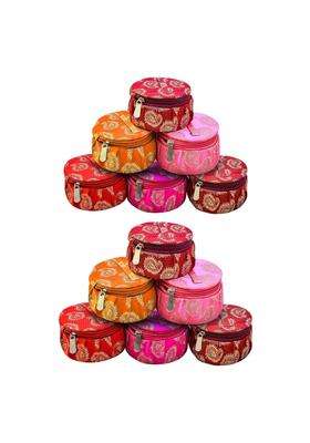 Rishabh Overseas Multipurpose Box for Women Matki Shape Printed Jewellery Organiser and Earring Pack of 12