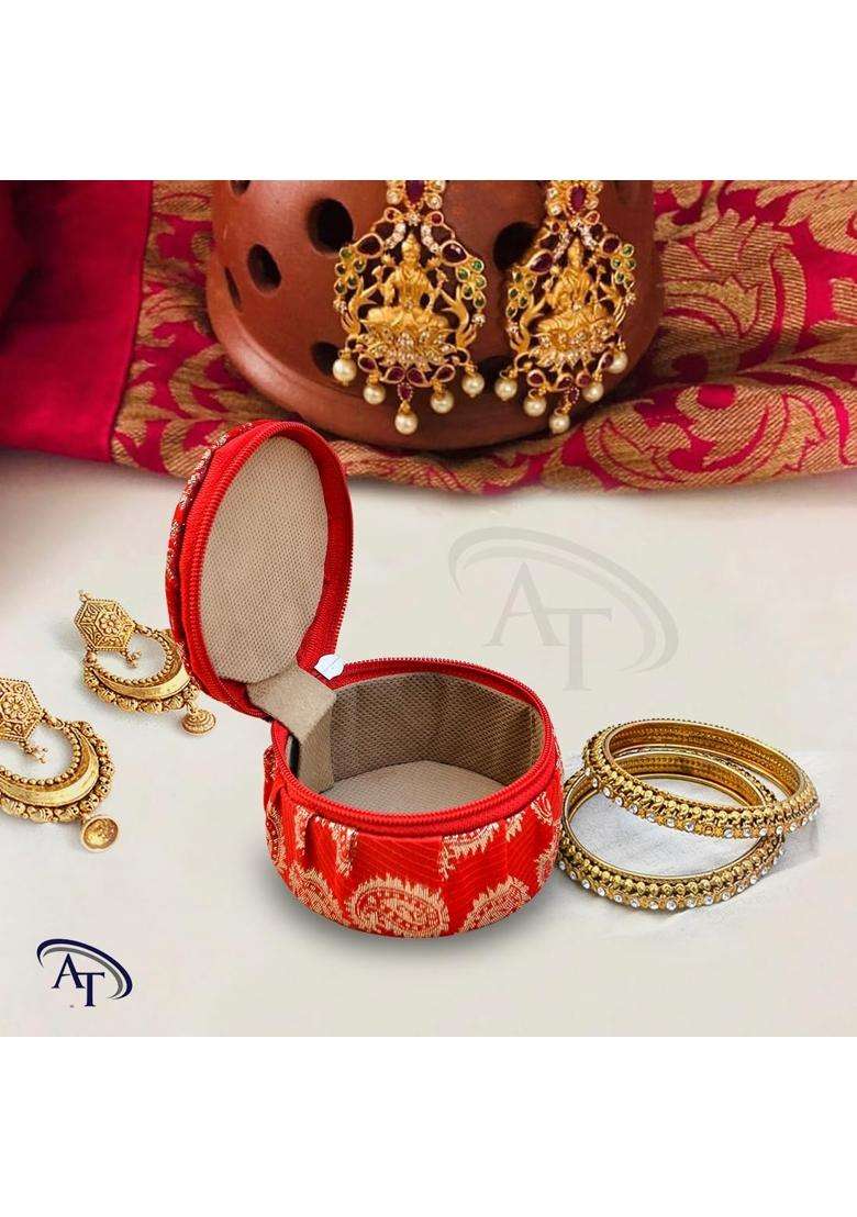 Rishabh Overseas Multipurpose Box for Women Matki Shape Printed Jewellery Organiser and Earring Pack of 12 - Indya