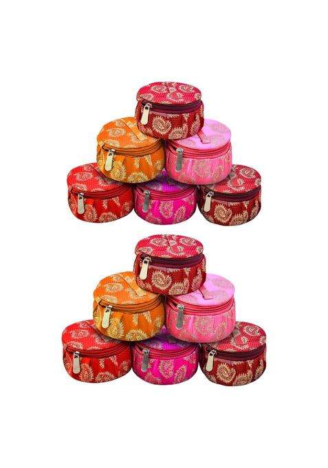 Rishabh Overseas Multipurpose Box for Women Matki Shape Printed Jewellery Organiser and Earring Pack of 12