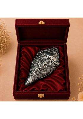 Diviniti 999 Silver Plated Sacred Ganesha Shankh with Luxury Velvet Gift Box
