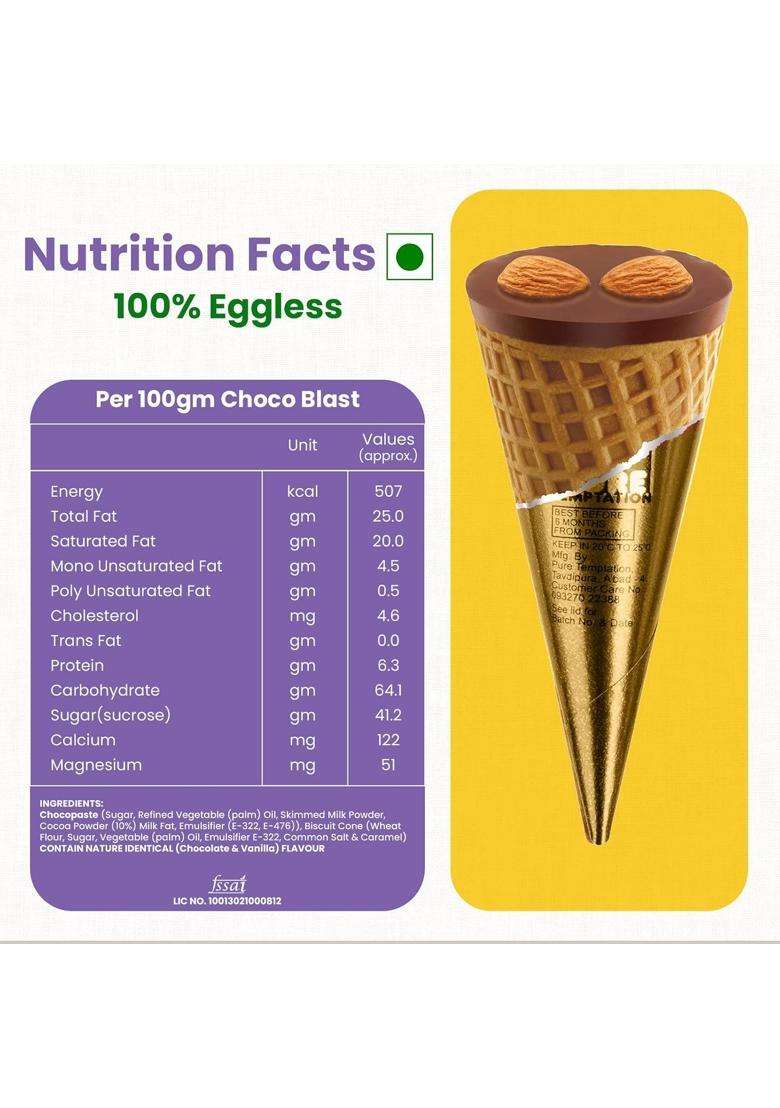 Pure Temptation Chocoblast Chocolate Filled Waffle Cones 30 Pieces Chocolate Box - Indya