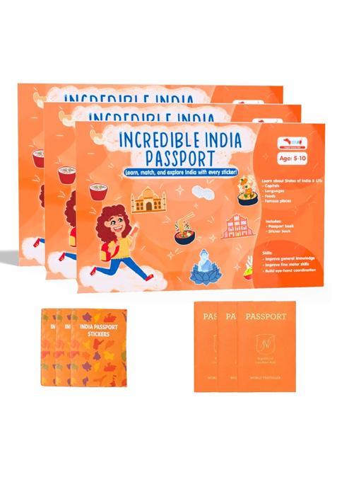 Cocomoco Kids Yellow India Passport for Kids Learn About States of India and UTS Pack of 3