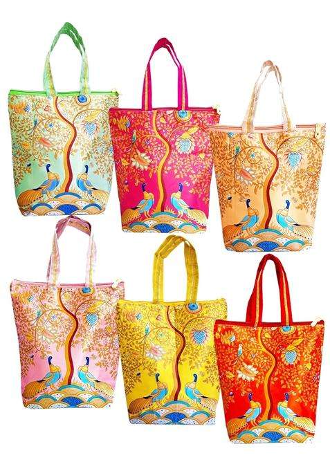 Zuvim Multicolor Timatim Wedding Return Gift Bags for Women Zipper Pouches with Peacock Print
